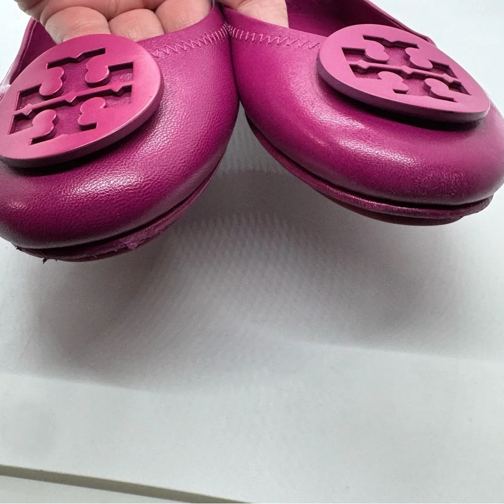 Tory Burch Minnie Reva Travel Ballet Flats Shoes in Magenta Pink Size 7.5 - Picture 6 of 12
